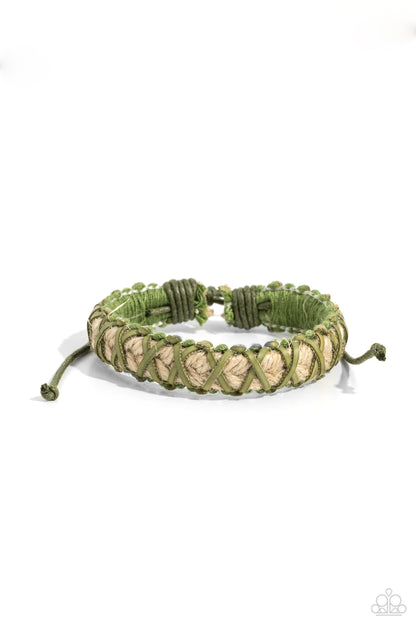 One Hit WANDERER - Green Sliding Knot Closure Urban Bracelet - Paparazzi Accessories