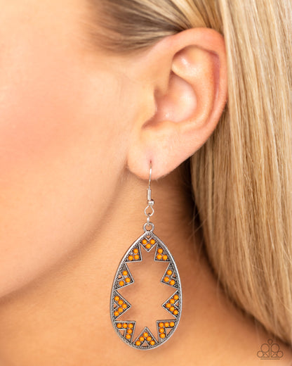 Wildly Wonderous - Orange Fishhook Earrings - Paparazzi Accessories