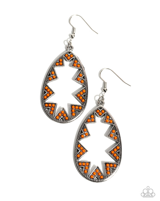 Wildly Wonderous - Orange Fishhook Earrings - Paparazzi Accessories