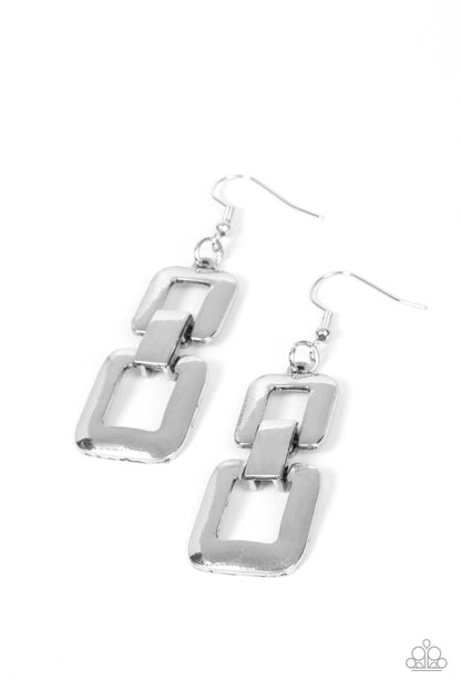 Public Square - Silver Fishhook Earrings - Paparazzi Accessories
