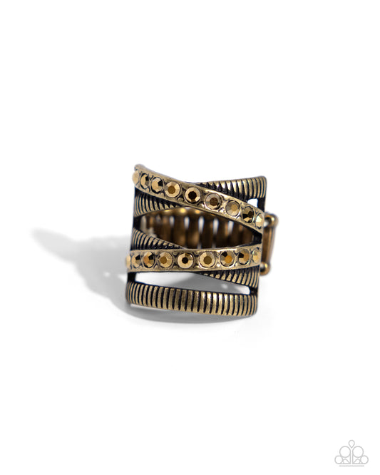 Industrial Intersection - Brass Ring - Paparazzi Accessories