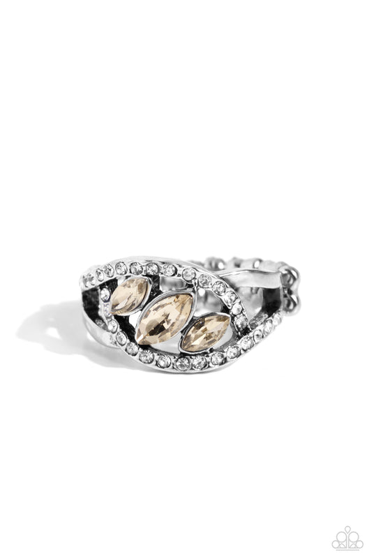 Stiletto Sparkle - Brown Marquise Cut Ring - Paparazzi Accessories