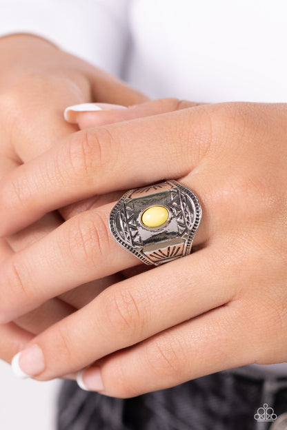 Panoramic Pyramids - Yellow Ring - Paparazzi Accessories