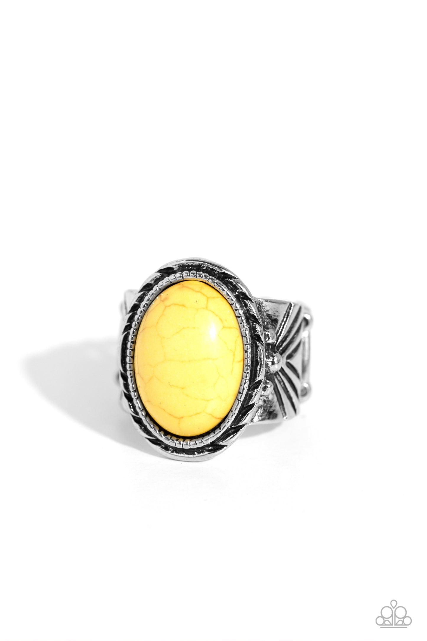 Earthen-WEAR - Yellow Oval Stone Silver Ring - Paparazzi Accessories
