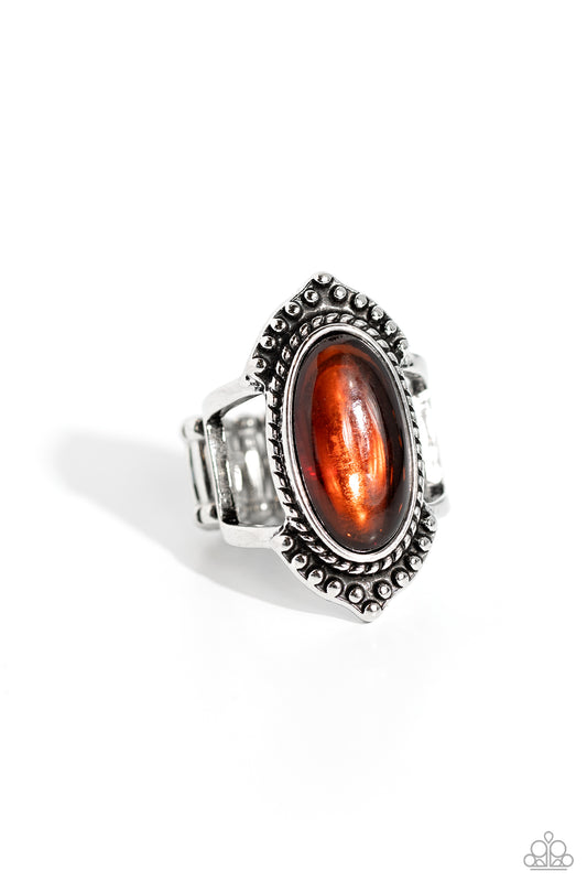 Coquettishly Casablanca - Brown Glassy Bead Ring - Paparazzi Accessories