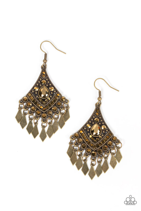 Indie Iridescence - Brass Fishhook Earrings - Paparazzi Accessories
