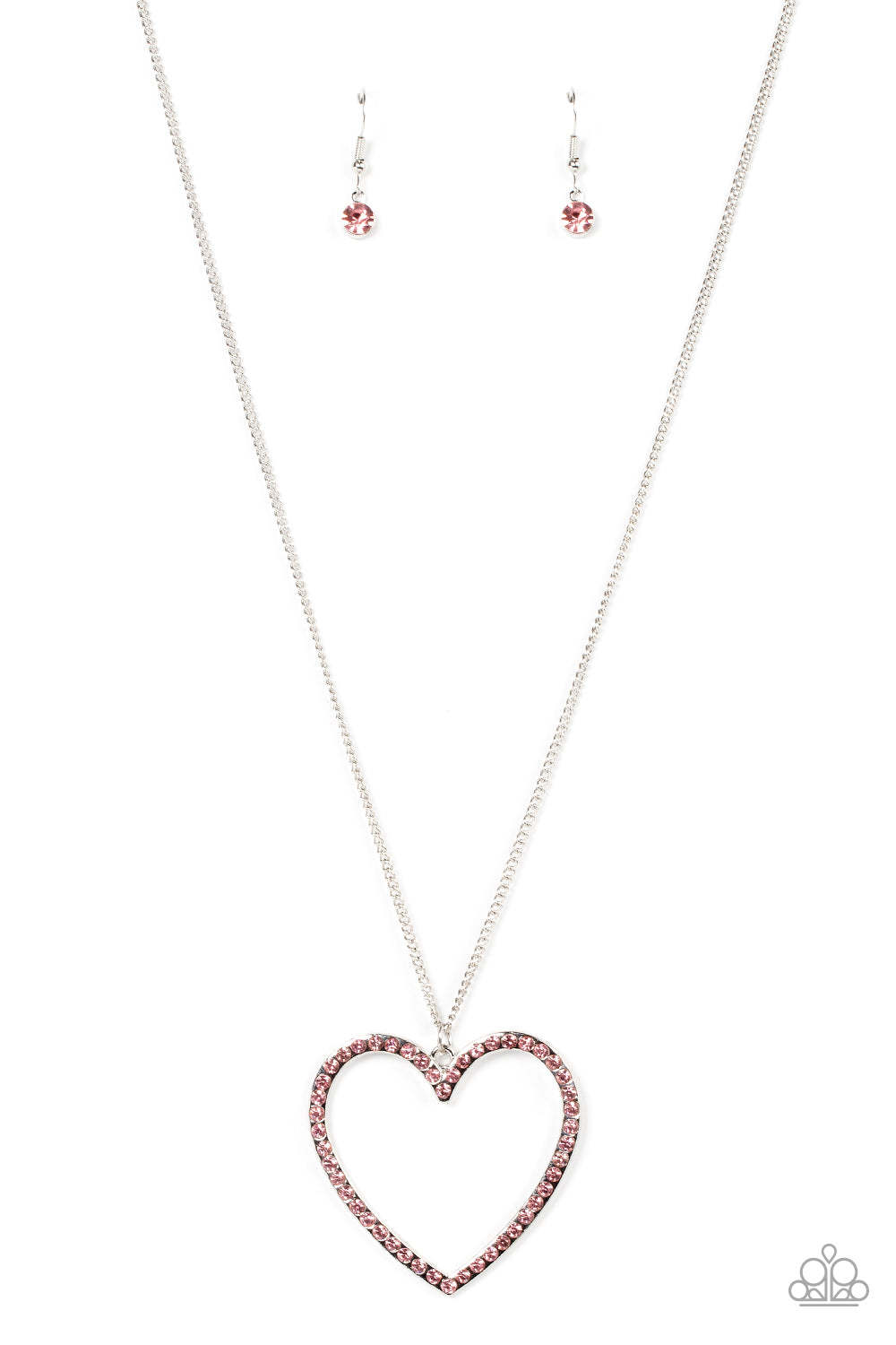 Va-Va-VALENTINE - Pink Rhinestone Heart Pendant Necklace - Paparazzi Accessories