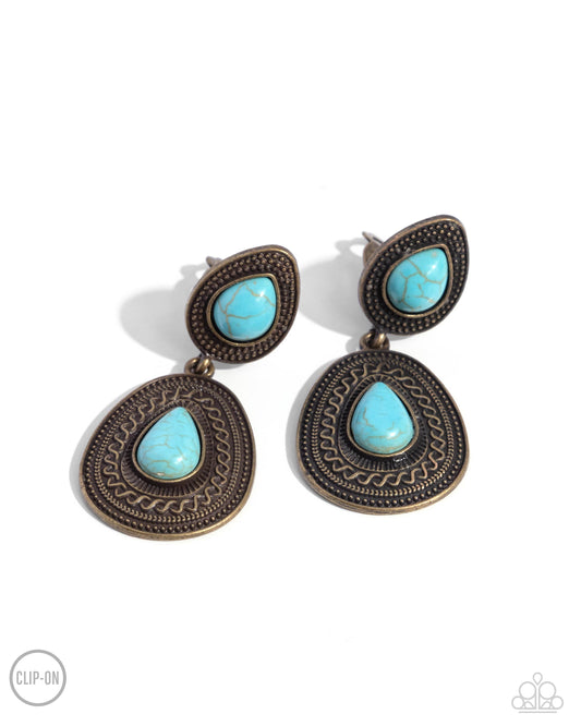 Country Soul - Brass Clip-on Earrings - Paparazzi Accessories