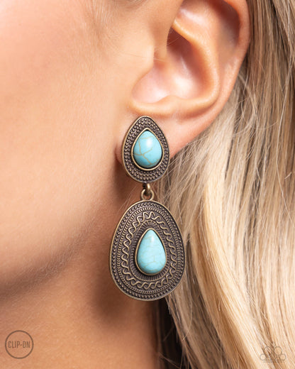 Country Soul - Brass Clip-on Earrings - Paparazzi Accessories