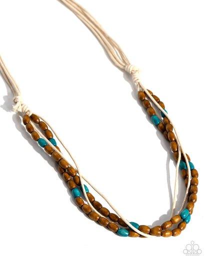 Summer Odyssey - Blue Wooden Bead Urban Necklace - Paparazzi Accessories