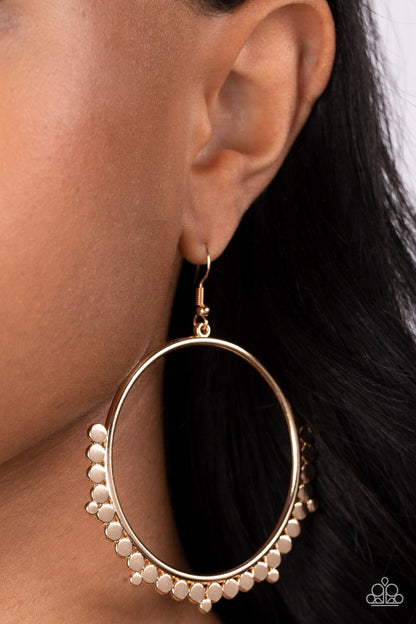 Ultra Untamable - Gold Oversized Hoop Fishhook Earrings - Paparazzi Accessories