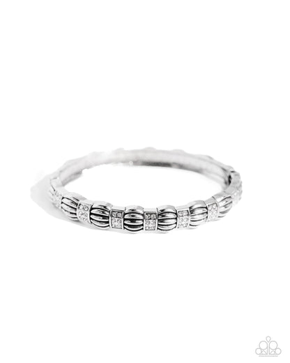 Metro Reverie - White Hinge Bracelet - Paparazzi Accessories