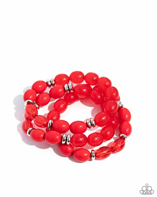 Coastal Coastin - Red Stretchy Bracelet - Paparazzi Accessories
