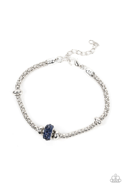 Downtown Decoupage - Blue Rhinestone Bead Silver Clasp Bracelet - Paparazzi Accessories
