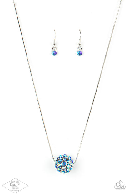 Come Out of Your BOMBSHELL - Multi Rhinestone Disco Ball Silver Necklace - Paparazzi Accessories