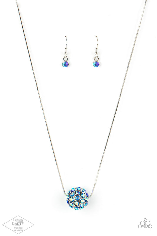 Come Out of Your BOMBSHELL - Multi Rhinestone Disco Ball Silver Necklace - Paparazzi Accessories