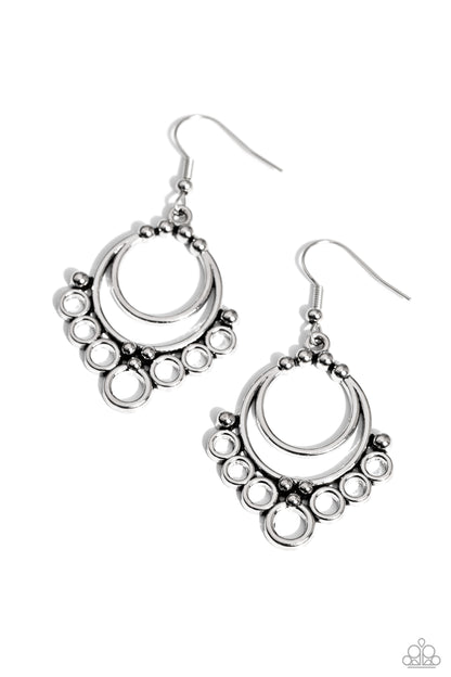 Rustic Rotary - Silver Fishhook Earrings - Paparazzi Accessories