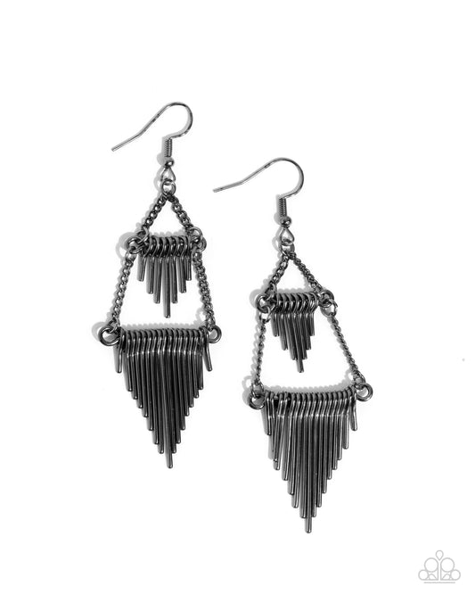 Greco Grotto - Black Fishhook Earrings - Paparazzi Accessories