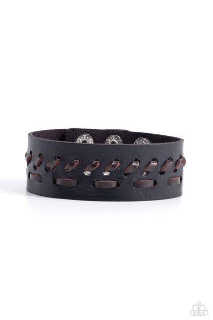 ROUTED to the Spot - Black Urban Leather Bracelet - Paparazzi Accessories