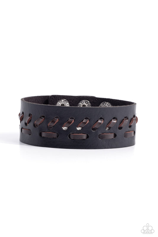 ROUTED to the Spot - Black Urban Leather Bracelet - Paparazzi Accessories