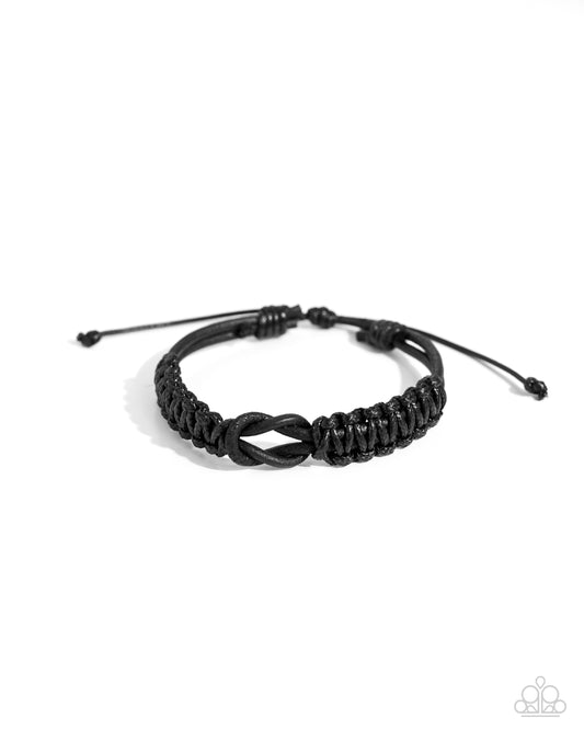 Nautical Myth - Black Sliding Knot Closure Bracelet - Paparazzi Accessories