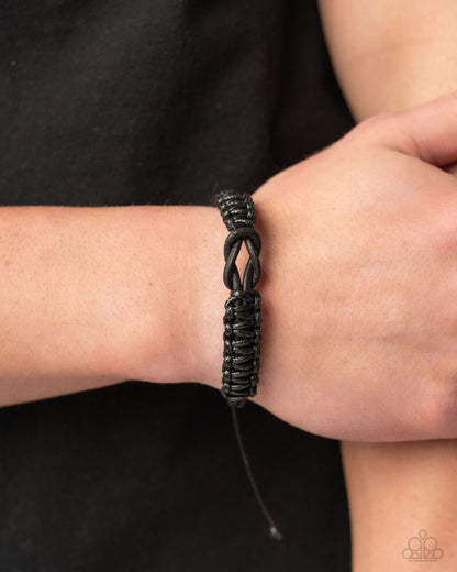 Nautical Myth - Black Sliding Knot Closure Bracelet - Paparazzi Accessories