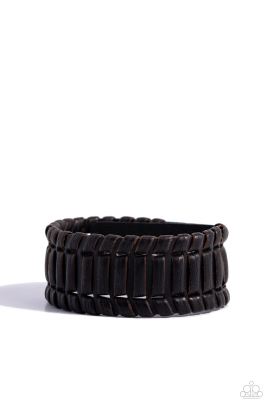 Western WRAP-ture - Black Leather Urban Snap Wrap Bracelet - Paparazzi Accessories