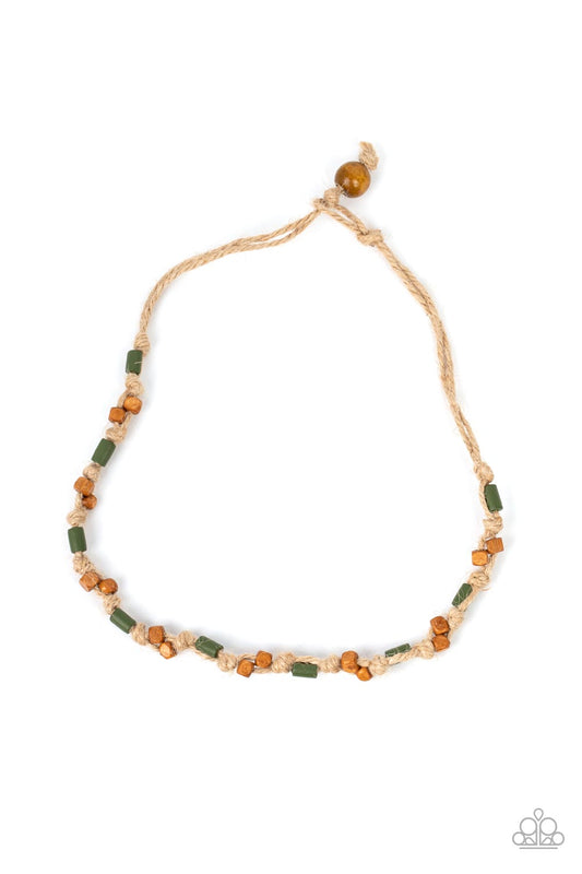 Terra Tour - Green and Brown Wood Necklace - Paparazzi Accessories