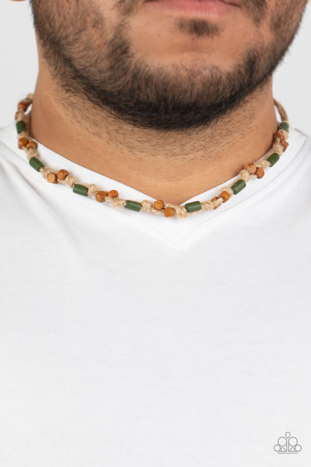 Terra Tour - Green and Brown Wood Necklace - Paparazzi Accessories