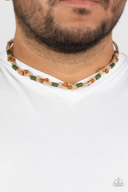 Terra Tour - Green and Brown Wood Necklace - Paparazzi Accessories