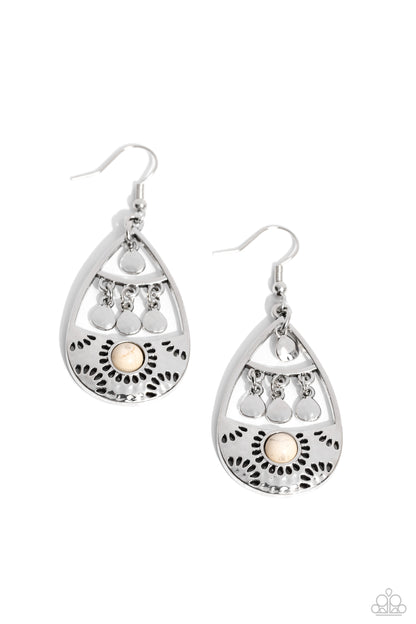 Country Cabana - White Fishhook Earrings - Paparazzi Accessories