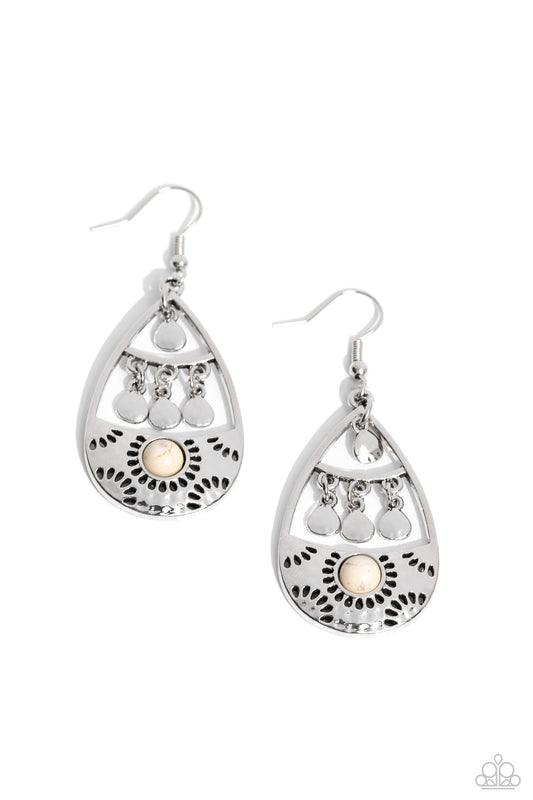 Country Cabana - White Fishhook Earrings - Paparazzi Accessories