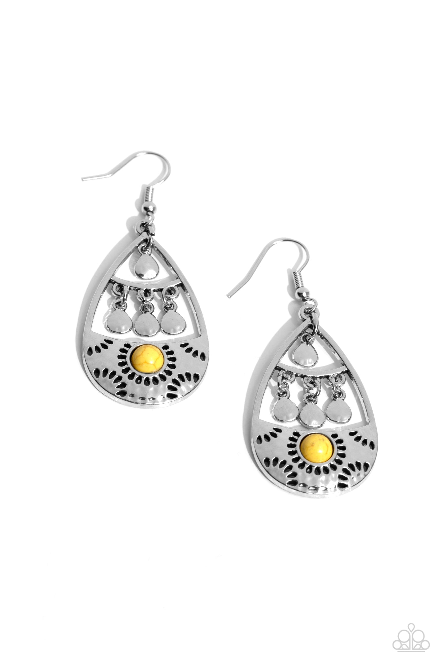 Country Cabana - Yellow Fishhook Earrings - Paparazzi Accessories