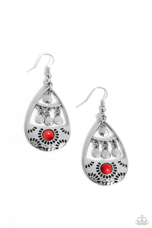 Country Cabana - Red Fishhook Earrings - Paparazzi Accessories