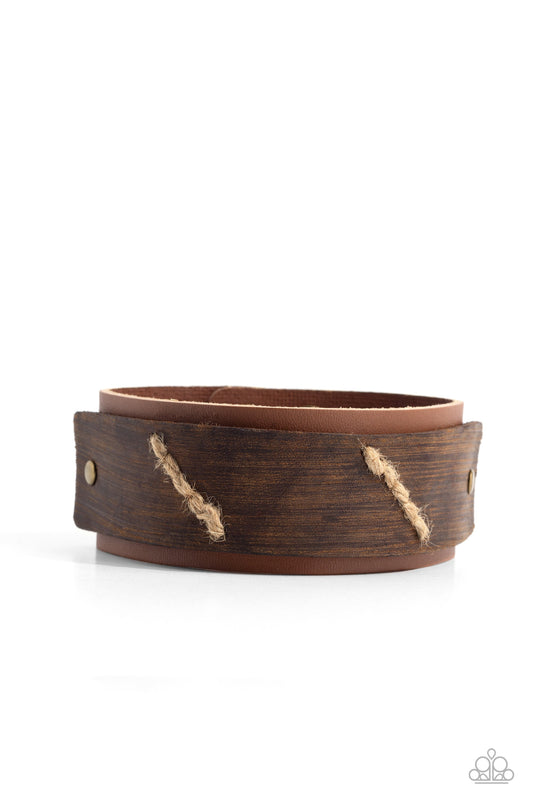 Western Legend - Brown Leather Urban Snap Wrap Bracelet - Paparazzi Accessories