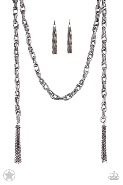 SCARFed for Attention - Gunmetal Necklace - Paparazzi Accessories