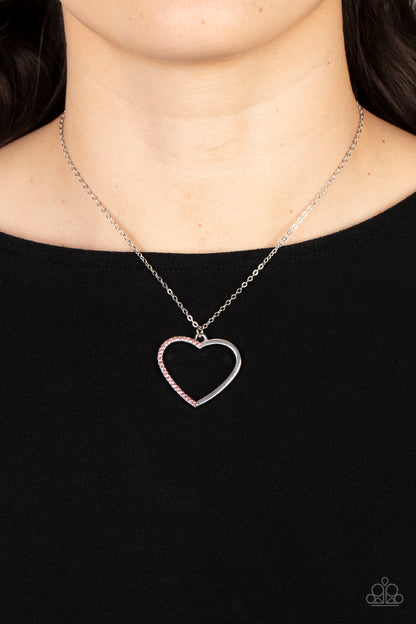 Love to Sparkle - Pink Rhinestone Heart Pendant Necklace - Paparazzi Accessories