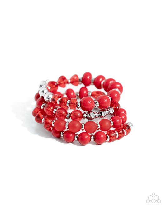 Colorful Charade - Red Coil Bracelet - Paparazzi Accessories