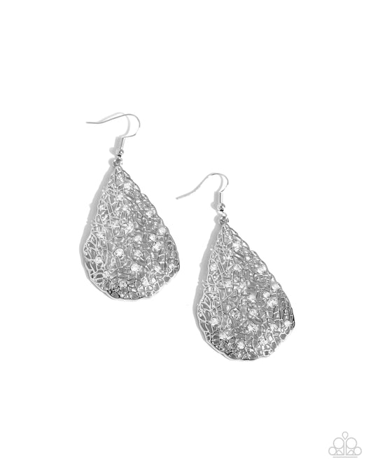 Stargazing Glamour - White Fishhook Earrings - Paparazzi Accessories