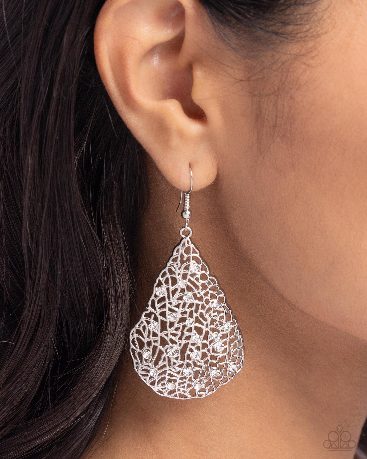 Stargazing Glamour - White Fishhook Earrings - Paparazzi Accessories