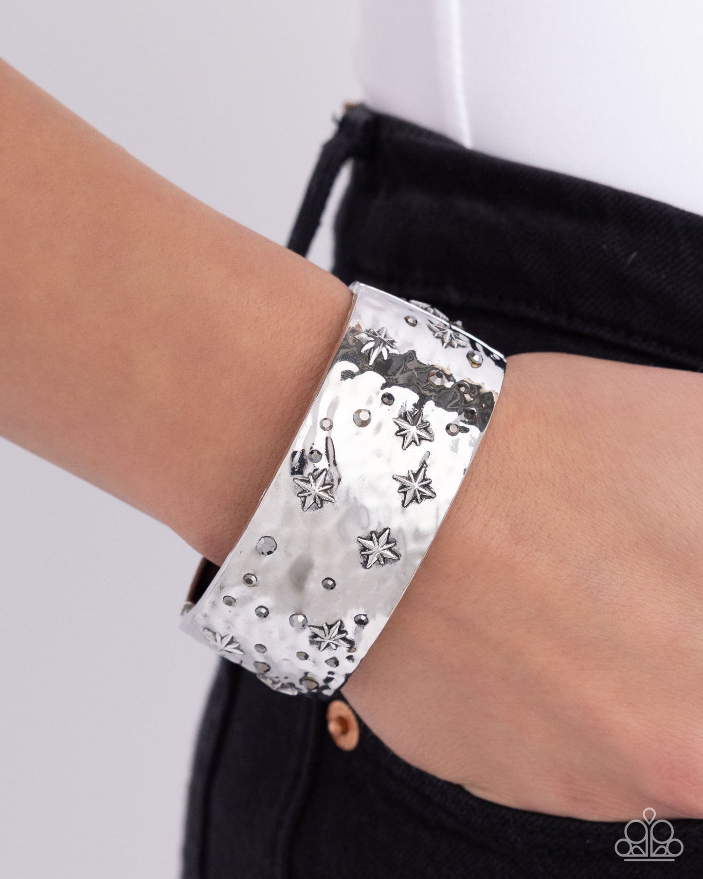 Across the Constellations - Silver Hinge Bracelet - Paparazzi Accessories