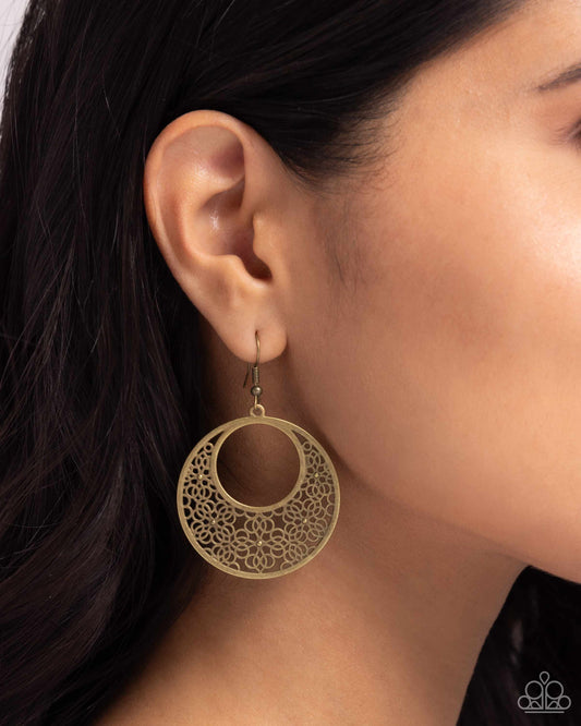 Mandala Paradise - Brass Fish Hook Back Earrings - Paparazzi Accessories