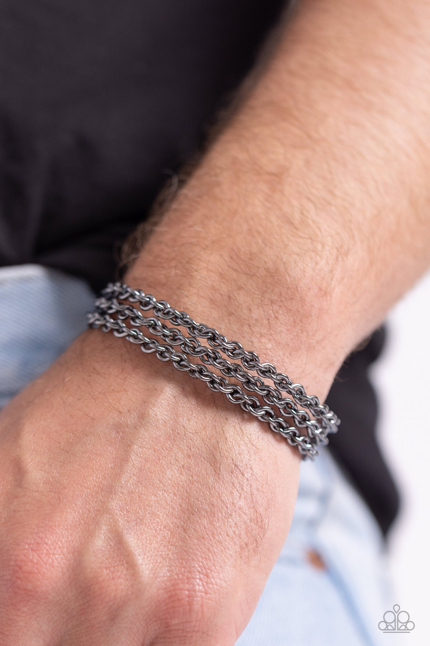 Pit Crew - Black - Gunmetal Urban Cuff Bracelet - Paparazzi Accessories