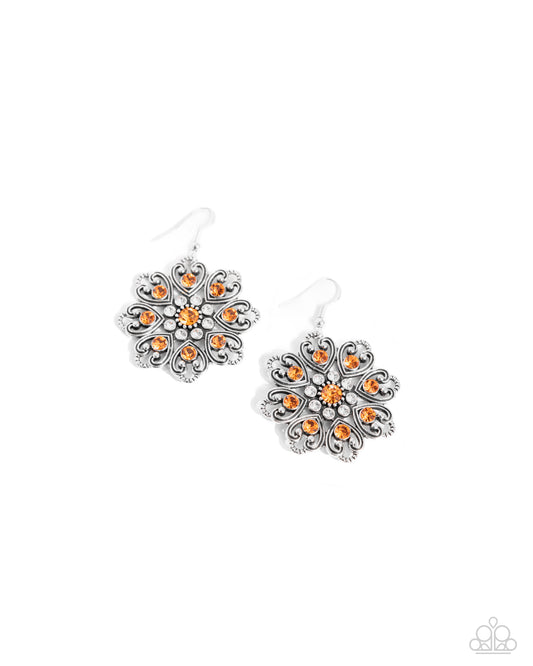 Garden of Love - Orange Fishhook Earrings - Paparazzi Accessories