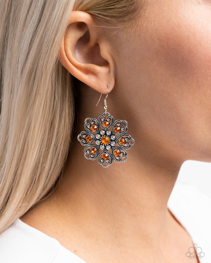 Garden of Love - Orange Fishhook Earrings - Paparazzi Accessories
