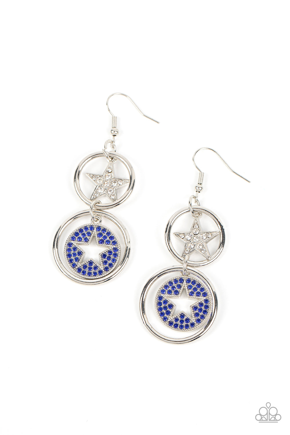 Liberty and SPARKLE for All - Blue Rhinestone Fishhook Earrings - Paparazzi Accessories