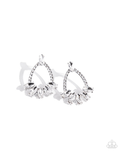 Experience Elegance - White Rhinestone Silver Post Earrings - Paparazzi Accessories