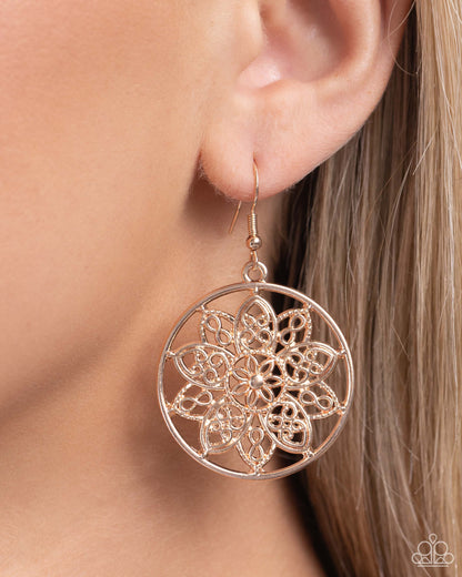 Garden Allure - Rose Gold Fishhook Earrings - Paparazzi Accessories
