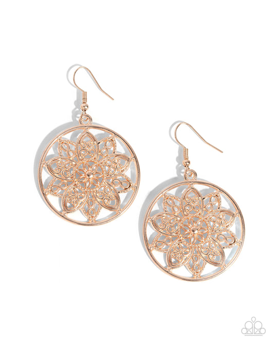 Garden Allure - Rose Gold Fishhook Earrings - Paparazzi Accessories