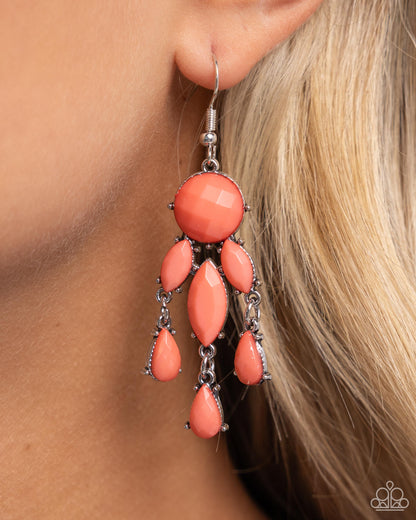 Summer Feeling - Orange Gemstone Fish Hook Earrings - Paparazzi Accessories